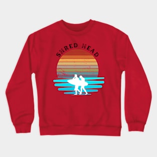 Retro Sunset With Surfer On Open Waves Crewneck Sweatshirt